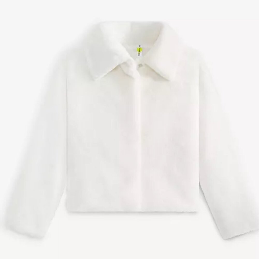 NWT Girls White Faux Fur Jacket Size Medium Epic Threads